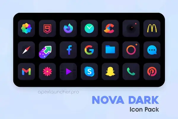 Nova Dark Icon Pack - apexlauncher.pro